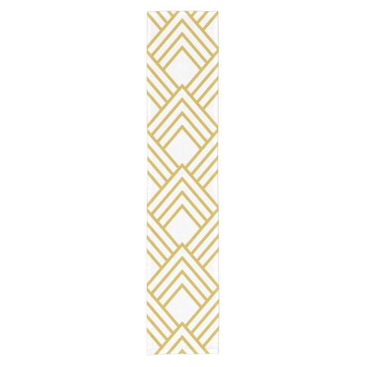 Abstrakt, geometrisch, weiß und gold kurzer tischläufer (Vorderseite)