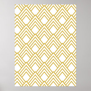Abstrakt geometrisch, weiß und gold poster