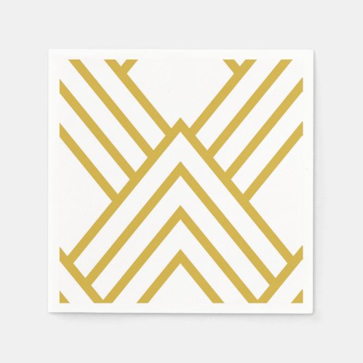 Abstrakt, geometrisch, weiß und gold serviette (Vorderseite)