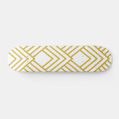 Abstrakt, geometrisch, weiß und gold skateboard (Horizontal)