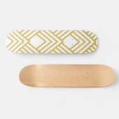 Abstrakt, geometrisch, weiß und gold skateboard (Horizontal)