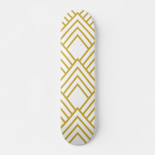 Abstrakt, geometrisch, weiß und gold skateboard