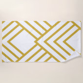 Abstrakt, geometrisch, weiß und gold strandtuch (Vorderseite)