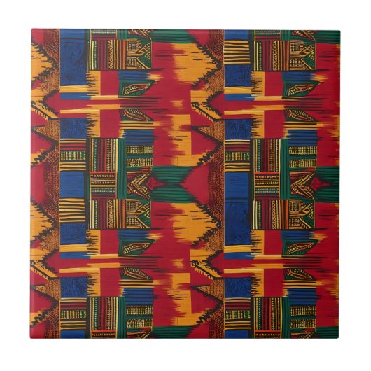 Abstrakt geometrische afrikanische Muster Fliese (Vorderseite)