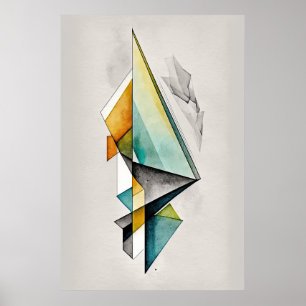 Abstrakt Geometrische Aquarellfarbe Kunst Poster
