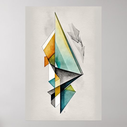 Abstrakt Geometrische Aquarellfarbe Kunst Poster (Vorne)