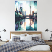 Abstrakt Geometrische Berliner Skyline mit Fernseh Leinwanddruck (Insitu (Schlafzimmer))
