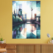Abstrakt Geometrische Berliner Skyline mit Fernseh Leinwanddruck (Insitu (Wohnzimmer))