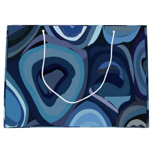 Abstrakt geometrische blaue Halbkreise Große Geschenktüte (Vorderseite)