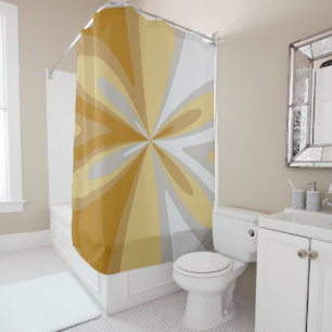 Abstrakt geometrische Blumenart Gold, grau-silber Duschvorhang