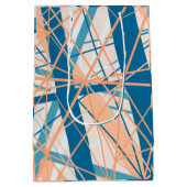 Abstrakt geometrische Coole blaue Pfirsichbeutel Mittlere Geschenktüte (Rückseite)