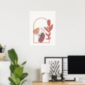 Abstrakt geometrische Formen Boho Style Foliage Le Poster (Heimbüro)