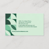 Abstrakt geometrische Formen Smaragdgrün Visitenkarte (Rückseite)
