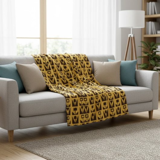 Abstrakt geometrische gelbe Blumendecke Fleecedecke