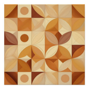 Abstrakt geometrische Herbst-Inspirierte Musterkun Poster