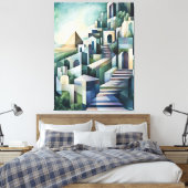 Abstrakt geometrische Kairoskyline mit Pyramide Leinwanddruck (Insitu (Schlafzimmer))