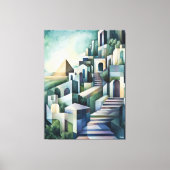 Abstrakt geometrische Kairoskyline mit Pyramide Leinwanddruck (Vorderseite)