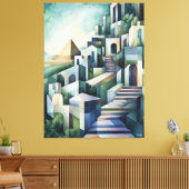 Abstrakt geometrische Kairoskyline mit Pyramide Leinwanddruck (Insitu (Wohnzimmer))