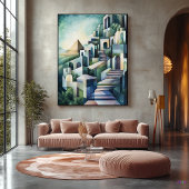 Abstrakt geometrische Kairoskyline mit Pyramide Leinwanddruck