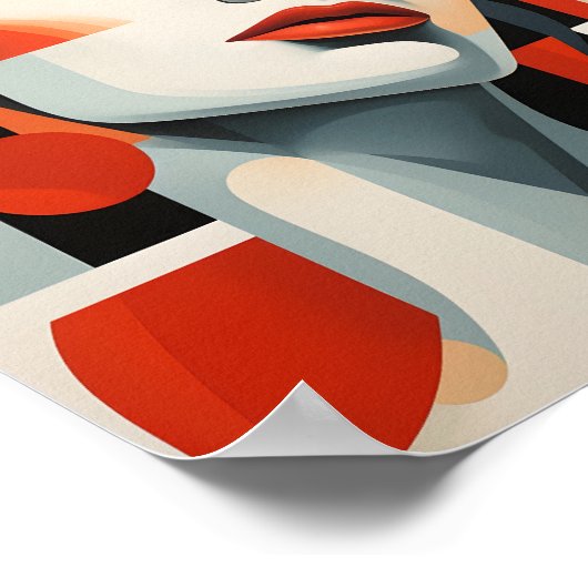 Abstrakt Geometrische Kunst kubistische Frauenport Poster (Ecke)