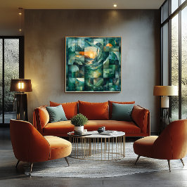 Abstrakt Geometrische Landschaft Kunst - Grün & Or Poster