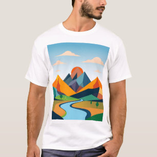 Abstrakt geometrische Landschaft T-Shirt