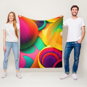 Abstrakt geometrische, moderne, farbenfrohe Bubles Fleecedecke