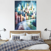 Abstrakt Geometrische Moskauer Skyline mit Kreml Leinwanddruck (Insitu (Schlafzimmer))