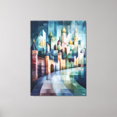 Abstrakt Geometrische Moskauer Skyline mit Kreml Leinwanddruck (Vorderseite)