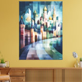 Abstrakt Geometrische Moskauer Skyline mit Kreml Leinwanddruck (Insitu (Wohnzimmer))