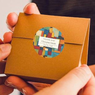 Abstrakt geometrische Retro-Einstellung Vielen Dan Runder Aufkleber