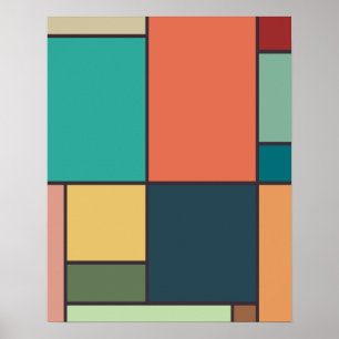 Abstrakt Geometrische Retro-Tones im Mondrian Styl Poster
