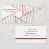Abstrakt geometrische Rose Gold Foil Fotograf Visitenkarte (Vorne/Hinten)