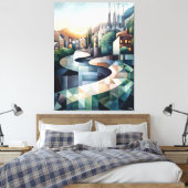 Abstrakt Geometrische Skyline von Barcelona Leinwanddruck (Insitu (Schlafzimmer))