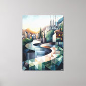 Abstrakt Geometrische Skyline von Barcelona Leinwanddruck (Vorderseite)