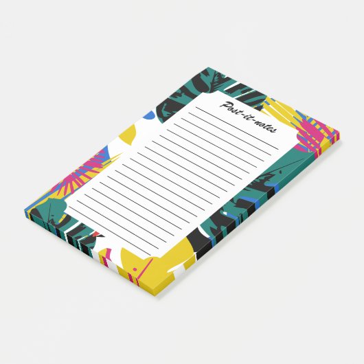 Abstrakt Geometrische tropische Monstera-Pflanze Post-it Klebezettel (angewinkelt)