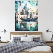 Abstrakt geometrische Venedig-Skyline mit Gondola Leinwanddruck (Insitu (Schlafzimmer))