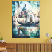 Abstrakt geometrische Venedig-Skyline mit Gondola Leinwanddruck (Insitu (Wohnzimmer))