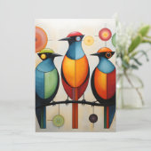 Abstrakt geometrische Vogelwunder Feiertagskarte (Stehend Vorderseite)