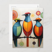 Abstrakt geometrische Vogelwunder Feiertagspostkarte (Vorne/Hinten)