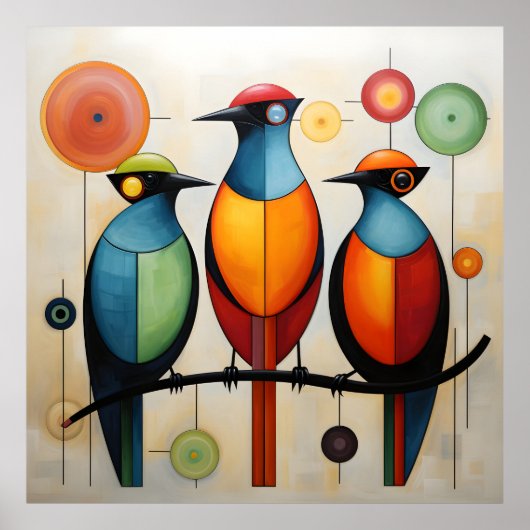Abstrakt geometrische Vogelwunder Poster (Vorne)