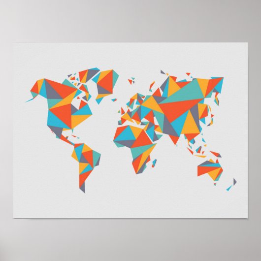 Abstrakt geometrische Weltkarte Poster (Vorne)