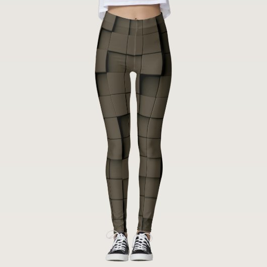 Abstrakt geometrischer dunkler Schatten Leggings (Vorderseite)
