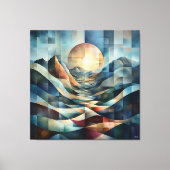 Abstrakt geometrischer Sonnenaufgang über pulsiere Leinwanddruck (Vorderseite)