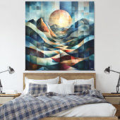 Abstrakt geometrischer Sonnenaufgang über pulsiere Leinwanddruck (Insitu (Schlafzimmer))