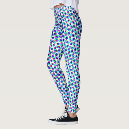 Abstrakt geometrisches Blau und Weiß Leggings (Links)