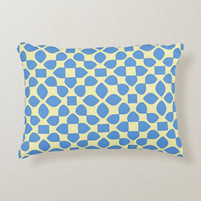 Abstrakt geometrisches blaues Muster Dekokissen (Vorderseite)