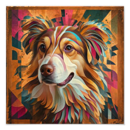 Abstrakt Geometrisches Dog-Portrait - Digitale Kun Fotodruck