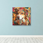 Abstrakt Geometrisches Dog-Portrait - Digitale Kun Leinwanddruck (Insitu (Holzboden))