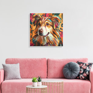 Abstrakt Geometrisches Dog-Portrait - Digitale Kun Leinwanddruck